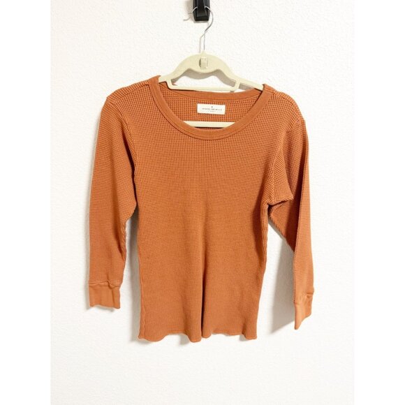 Imogene + Willie Womens Long Sleeve Waffle Thermal Crew Shirt Fitted Large - Picture 1 of 5